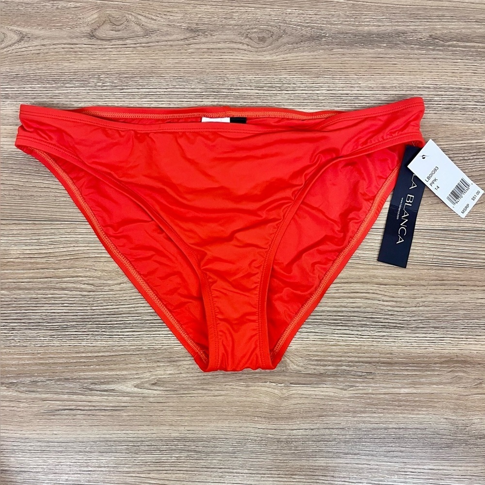 La Blanca NEW Island Goddess Solid Bikini Bottoms in Watermelon Size 14